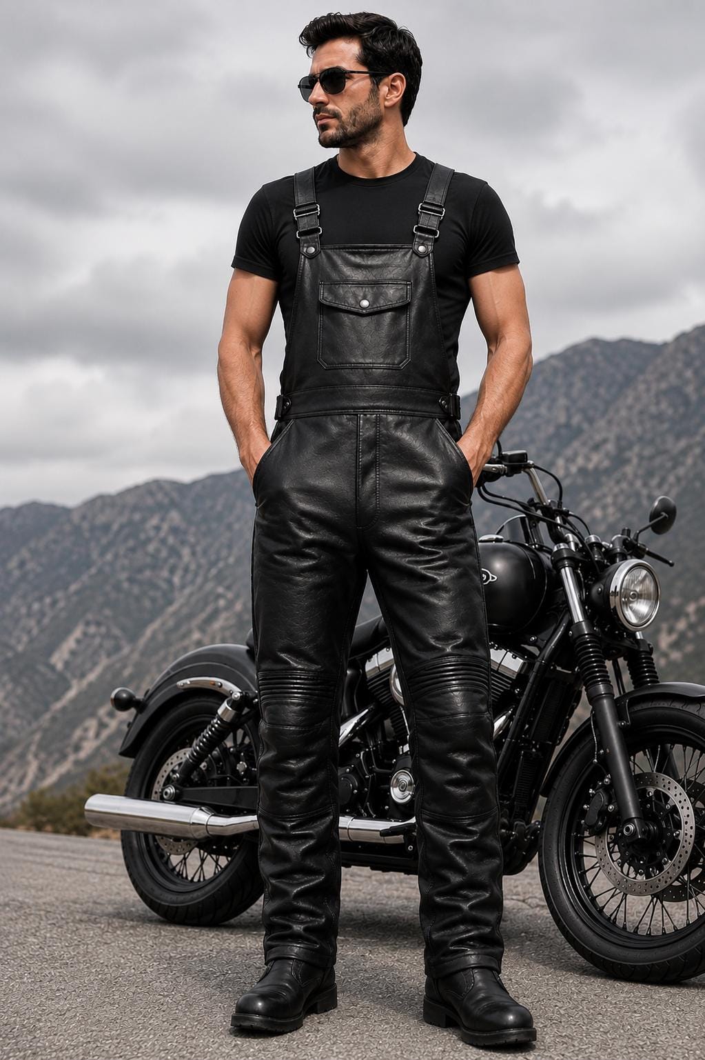 Heavy-duty Leather Motorcycle Bib Overalls: Biker Riding Gear - Etsy