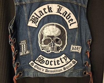Handmade Vintage Rocker Denim Vest | Skull Patch Retro Biker Streetwear Jacket
