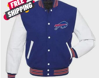 Custom Royal Blue Body White Leather Sleeves Letterman Jacket Baseball Jacket | Fashion Baseball Bomber Jacket