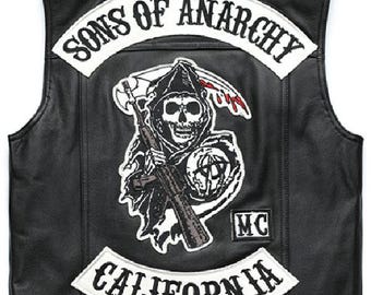 Handmade Jax Teller Vest,SOA Leather Vest,Men's Sons of Anarchy Redwood Original President Vest, SOA Jax Teller Redwood Leather Biker Vests