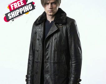 Leon S Kennedy RE9 Requiem Jacket, Resident Evil Leon Cosplay Jacket, Leon Black Leather Jacket