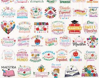 Maestra SVG, Spaanse leraar SVG, Latina leraar SVG, Rainbow Maestra SVG, Teacher Life SVG, leraar waardering SVG, Cricut & silhouet