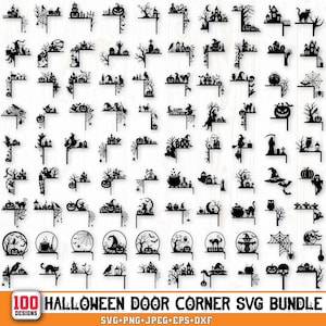 Canto de porta de Halloween em SVG, Halloween em SVG, Terror em SVG, Casa Assombrada em SVG, Moldura de porta em SVG, Glowforge em SVG, Cabide de porta de Halloween em SVG, Download digital