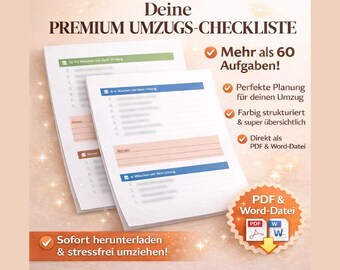 Lista de verificación para mudanzas: más de 60 tareas (PDF y Word) - Mudanza sin estrés - Descarga instantánea