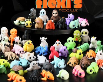 Flexible Mini Animals Set – 3D Printed Articulating Animal Series – Collectible Fidget Toys