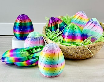 3D Printed Swirling Fidget Easter Eggs – Rainbow Sensory Toy, Easter Basket Stuffer
