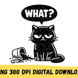 Grumpy Cat PNG: Spilled Plant Pot Meme Art (Digital Download)