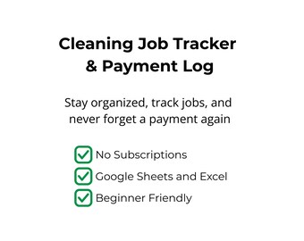 Cleaning Job Scheduling & Payment Tracker (Google Sheets)