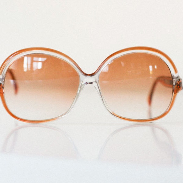 vintage 1970's LANVIN oversize peach/brown sunglasses
