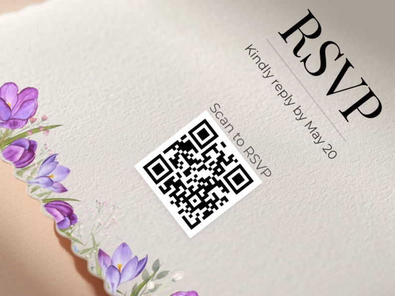 QR Code Wedding Response Card Template Editable Canva Printable ...