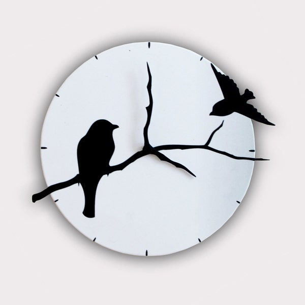 Birds on Tree Shadows Wall Clock