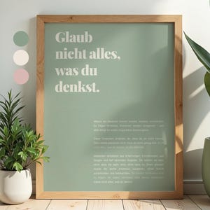 Glaub nicht alles, was du denkst - Poster Print für Overthinker - Mental Health Wandbild - Affirmation und Motivation