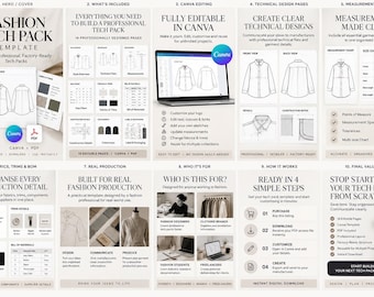 Editable Fashion Tech Pack Template | Canva & PDF (Digital Download)