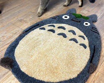 Totoro handgjord tuftad matta, Studio Ghibli heminredning matta akrylgarn anime present