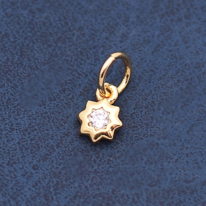 Celestial Star Charm 18K Gold Filled Clear Zircon Pendant with Round Bail for Handmade Jewelry Making Projects 3.5*2mm