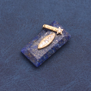 Polished Rectangular Natural Stone Pendant with Crystal Evil Eye Accent for Elegant Necklace Design Diy 25*13mm