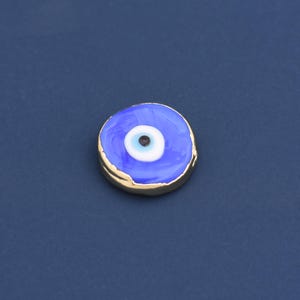 Cuenta de ojo turco en forma de moneda, chapada en oro de 18 quilates, de vidrio plano y colorido, para manualidades de joyería DIY, 18*17,5 mm.