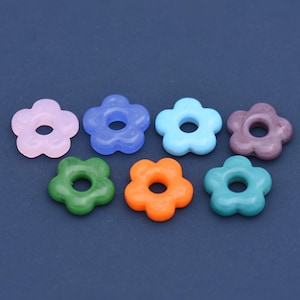 Cuentas de vidrio soplado con forma de flor, cuentas espaciadoras de vidrio de colores para la fabricación de pulseras y joyas, cuentas sueltas tipo margarita de 15,5 x 16 mm.