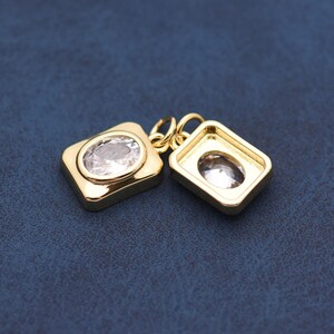 Colgante fotográfico que se puede abrir, dije de relicario ovalado de cristal chapado en oro de 18 quilates para kit de diseño de collares y pulseras DIY 14*9 mm