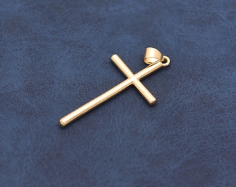 Classic Religious Cross Pendant With 18K Gold Filled Polished Surface For DIY Jewelry Making Supplies And Gift Creations 42.5*22mm