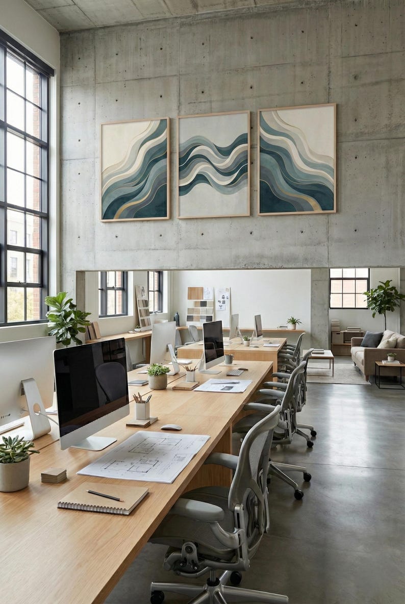 Abstract Wave Art Print Set | Modern Office Decor (instant Download) - Etsy