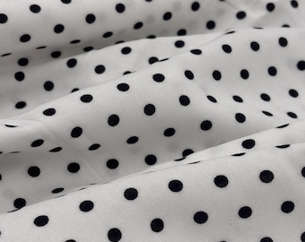 Tela de viscosa de lunares negros cortada a medida, suave y ligera, para vestidos, blusas y ropa de verano, 150 cm de ancho