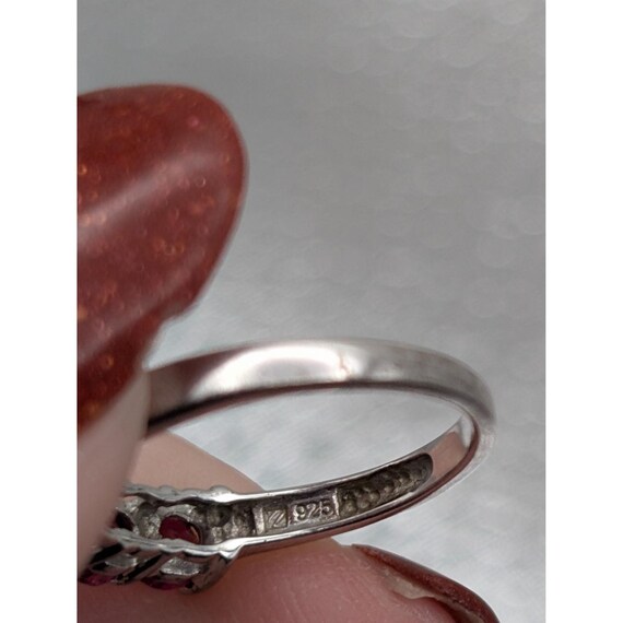 Sterling Silver Ring With Five Ruby-Colored Stone… - image 3
