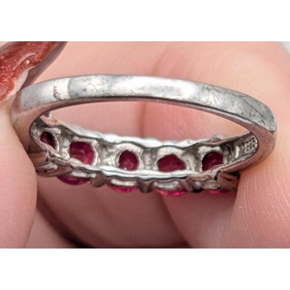 Sterling Silver Ring With Five Ruby-Colored Stone… - image 6
