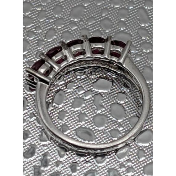 Sterling Silver Ring With Five Ruby-Colored Stone… - image 4