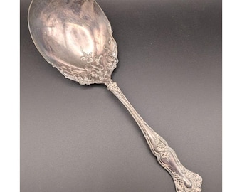 1847 Rogers Bros AI Ornate Silverplate Serving Spoon 3.2 Oz Vintage Floral Design
