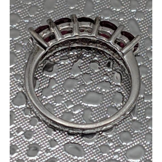 Sterling Silver Ring With Five Ruby-Colored Stone… - image 5