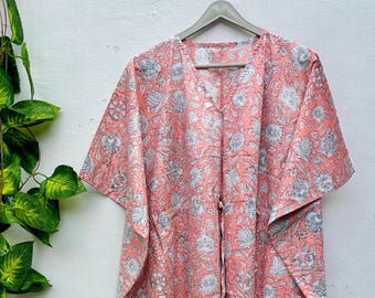 Cotton Kaftan with Floral Print – Bohemian Resort Wear, Beach Cover Up