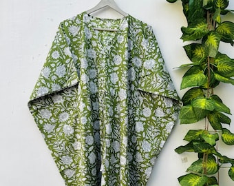 Cotton Kaftan with Floral Print – Bohemian Resort Wear, Beach Cover Up