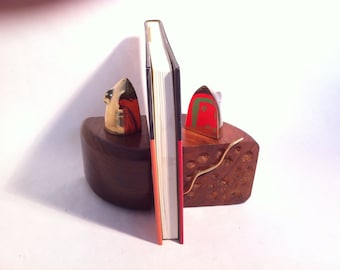Wood Cheese Bookends - Mid Century Modern Mouse Decor