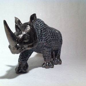 Rhino Sculpture - Mid Century Modern Decor - Rhino Statue - Animal Totem - Garden Decor - Vintage Rhino Sculpture - African Rhino Carving