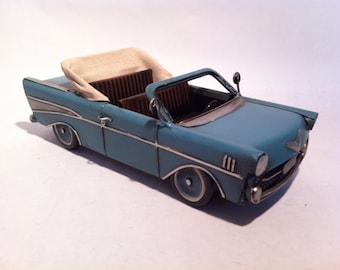 Tin Metal Car – Blue 57 Chevy Belair Convertible, Desk Ornament