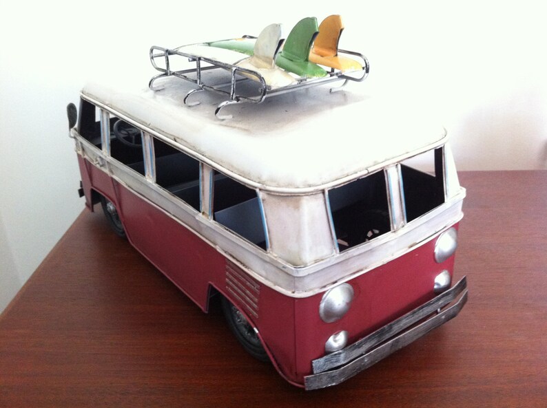 VW Camper Van Tin Metal Toy Car Kombi Split Screen Bus Red Etsy