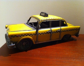 1950s Yellow Cab - New York Checker Vintage Taxi American Automobile Tin Metal Toy