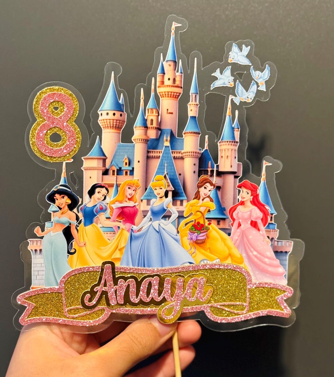 Custom PRINCESS Glitter Cake Topper Any Name Any Age- Princess for ...
