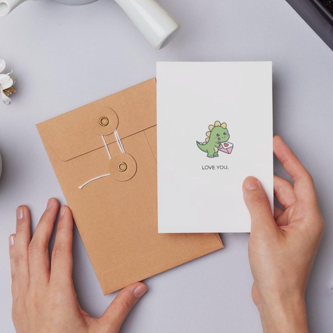Editable Dino Valentines Day Card Template Cute Dinosaur Greeting for ...