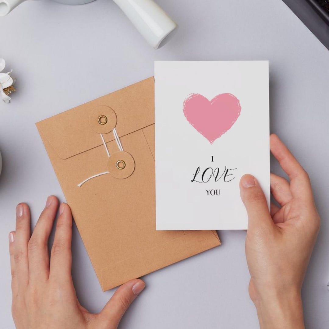 Editable I Love You Valentines Day Card Minimal Romantic Heart Canva ...