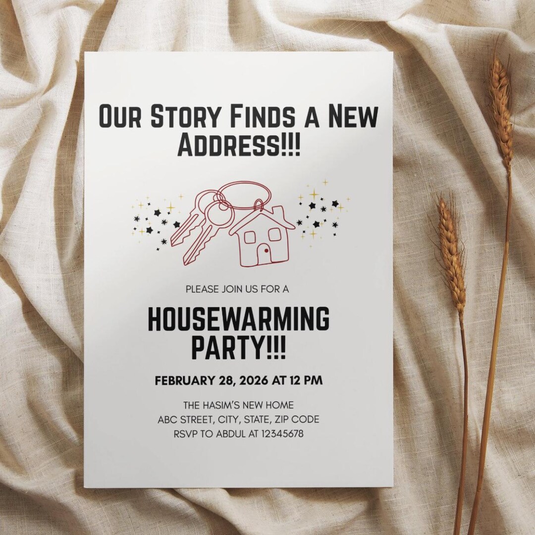 Editable Housewarming Party Invitation New Home Modern Minimal Elegant ...