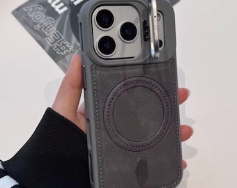 Luxury Leather iPhone Case with MagSafe – Magnetic Flip Cover, Camera Protection, Slim Business Style for iPhone 17, 16, 15, 14, 13, 12, 11