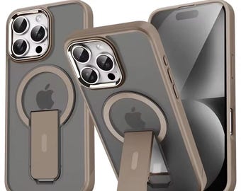 Luxury MagSafe Phone Case with Stand for iPhone 17, 16, 15, 14, 13, 12 Pro Max Plus - Matte Translucent Magnetic Cover, Shockproof Slim Prot