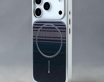 Funda MagSafe de fibra de carbono de lujo para iPhone, cubierta protectora magnética de tacto suave para iPhone 17 Pro Max, 16 Pro, 15, 14 Plus, funda de carga inalámbrica.