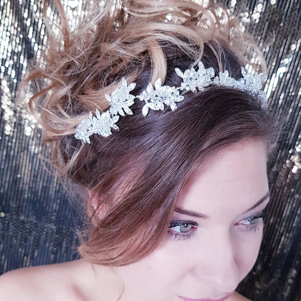 Bridal Hair Wine, Bridal Hair Clip, Ivory Hair Accessories, Crystal Hair Vine, Flower Hair Vine, Grecian Hair Vine, Bridal Hair Wreath