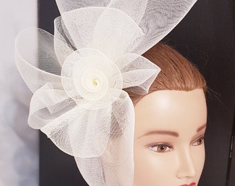 Wedding Hat, Couture Bridal Hat. Ivory Bridal Hat, Wedding Birdcage Veil, Wedding Headpiece, Ivory Wedding Fascinator