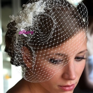 wedding veil, BIRDCAGE VEIL bridal veil, romantic bird cage,bridal fascinator, birdcage veil in ivory ,vintage style bridal headpiece
