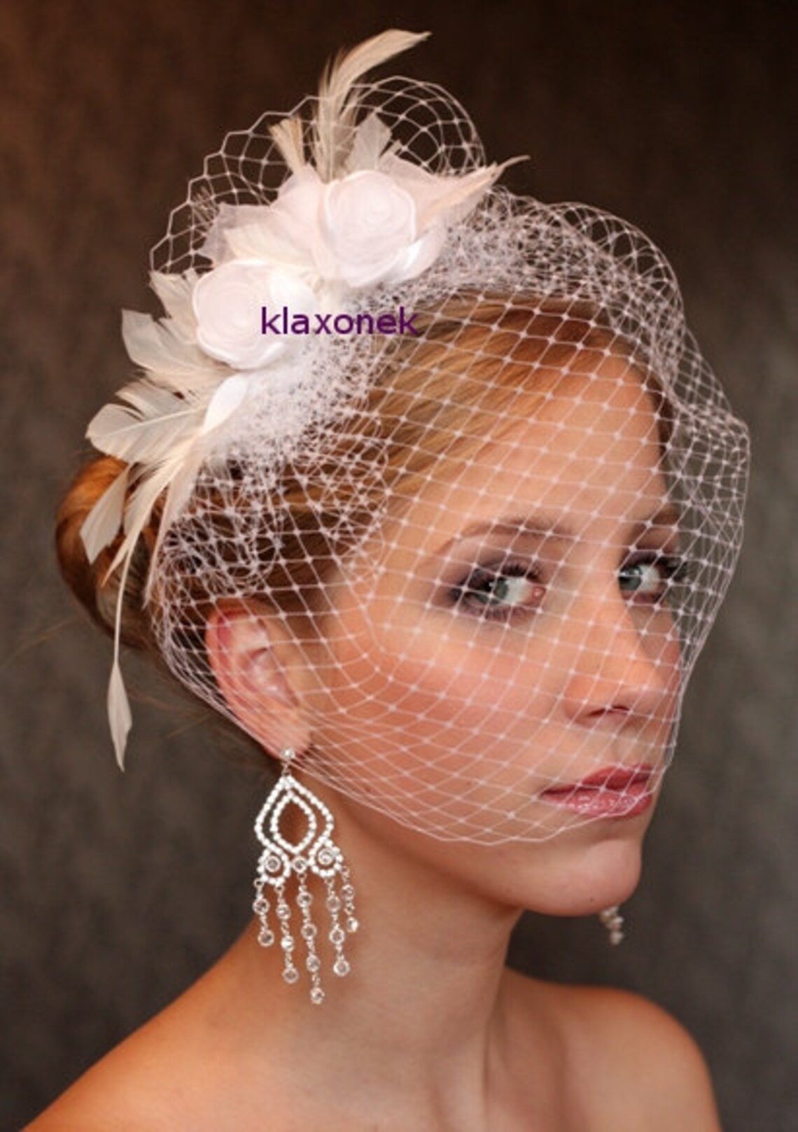 BIRDCAGE VEIL Ivory Bridal Veil. Wedding Hair Flowers. Flower