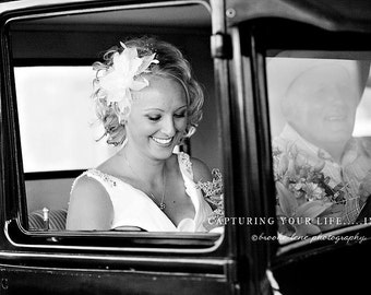 Fabulous wedding HAIR FLOWER. Bridal birdcage veil.  Wedding flower headpiece. Feathers, crystals